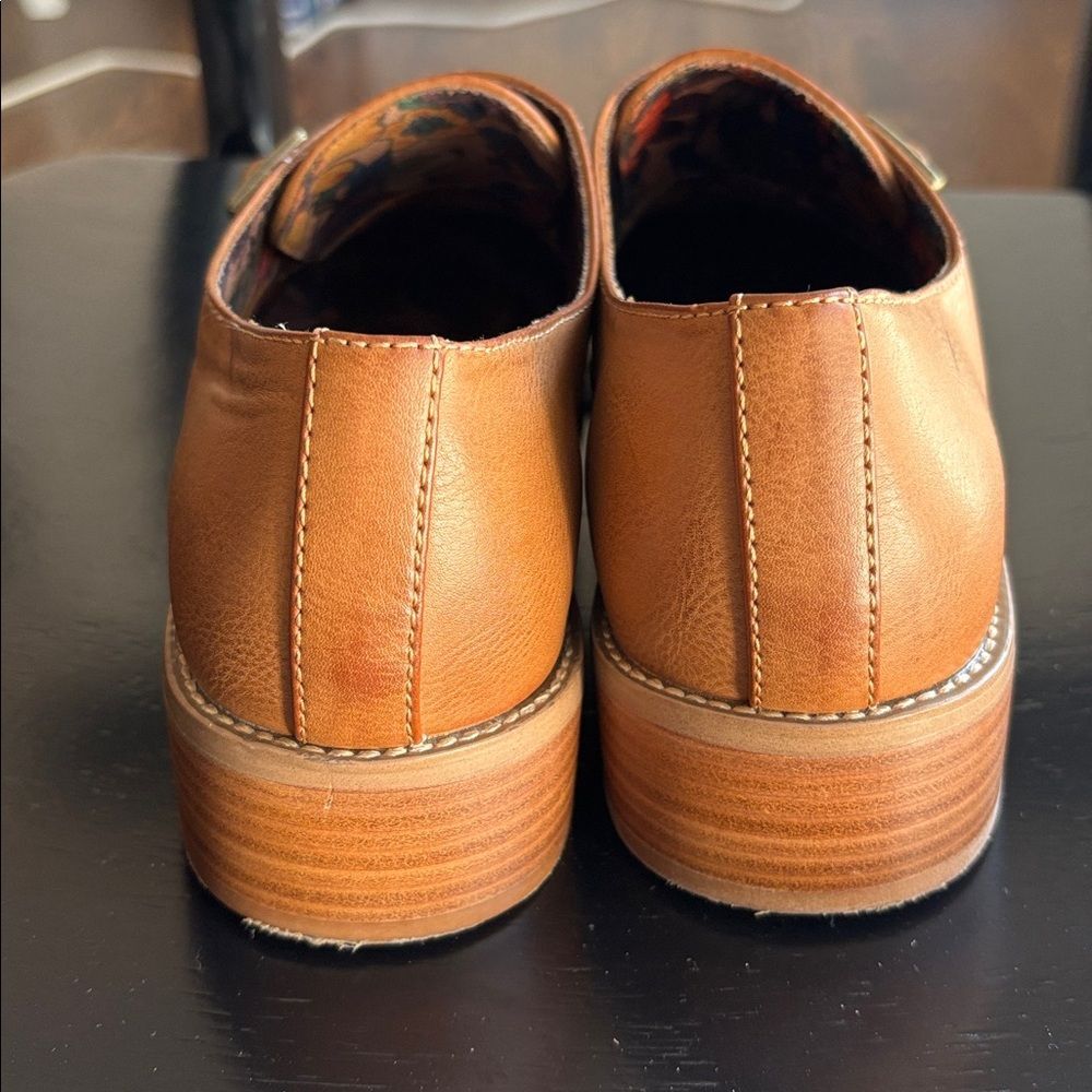 Korks Theodore Loafers Women’s Brown Leather Slip-On Oxford buckle tan shoes 9 - Picture 8 of 13